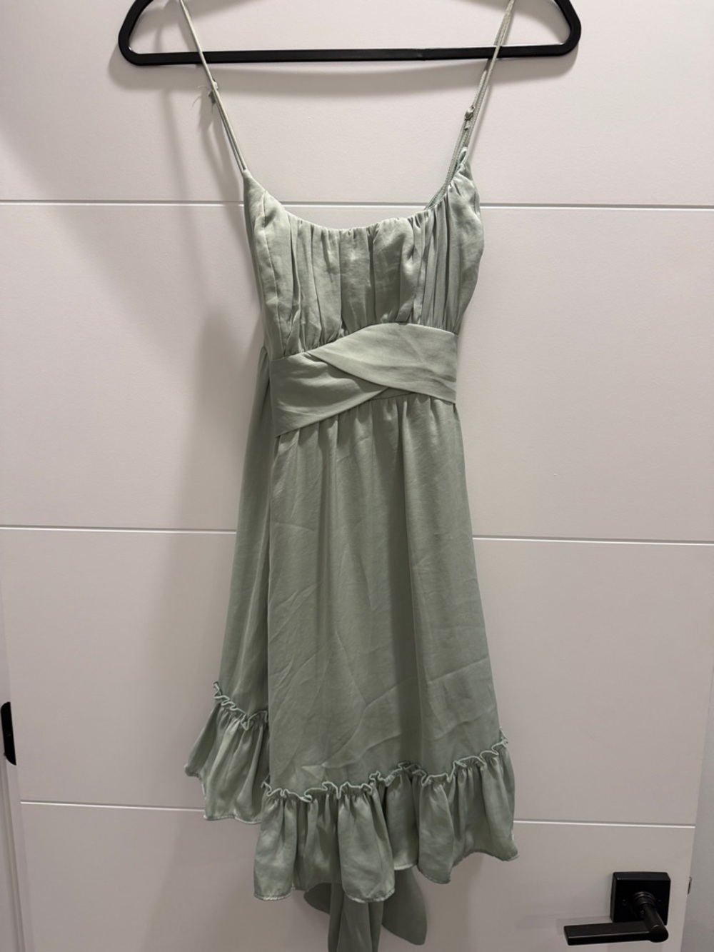 Light Sage High-Low Spaghetti Strap Dress